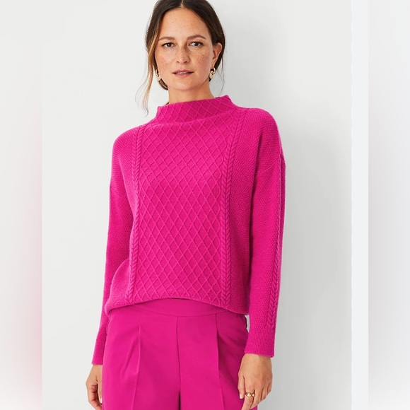 Ann Taylor Sweaters - NWT Ann Taylor Mock Neck Cable Sweater